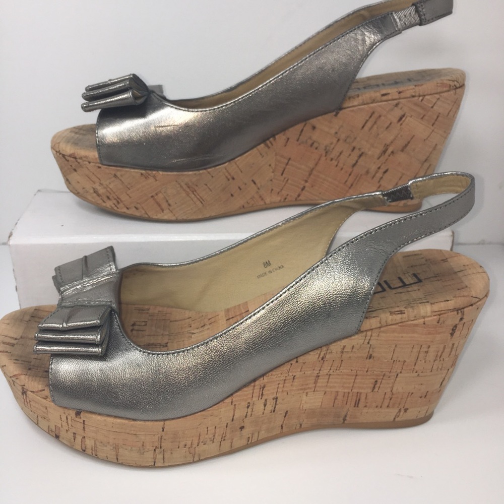 Moda Spain Silver Leather & Cork Platforms
